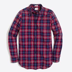 Women's J. CREW Lightweight Homespun Plaid Shirt‎ in Boy Fit- Size M EUC
